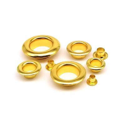 100 Gold Metal Eyelets with Washers, 8 mm Inner Diameter