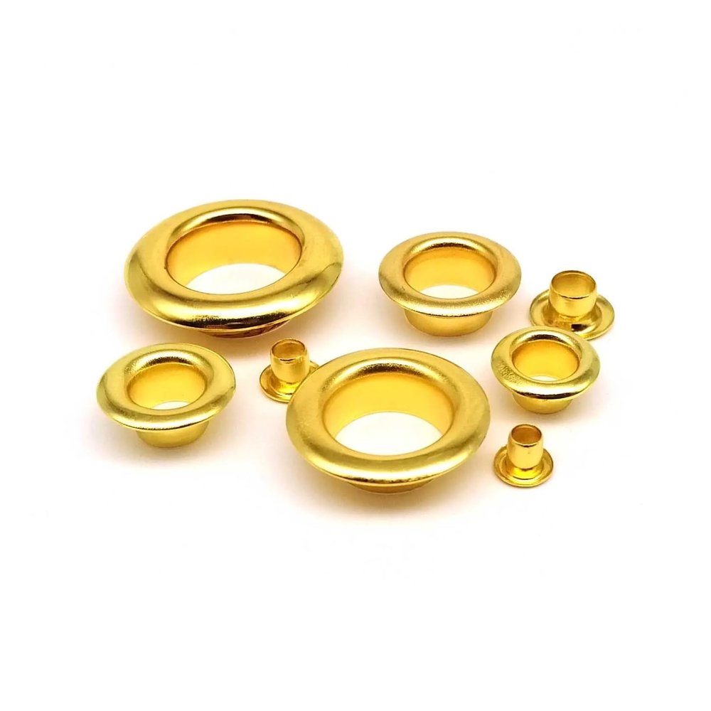 100 Gold Metal Eyelets with Washers, 8 mm Inner Diameter