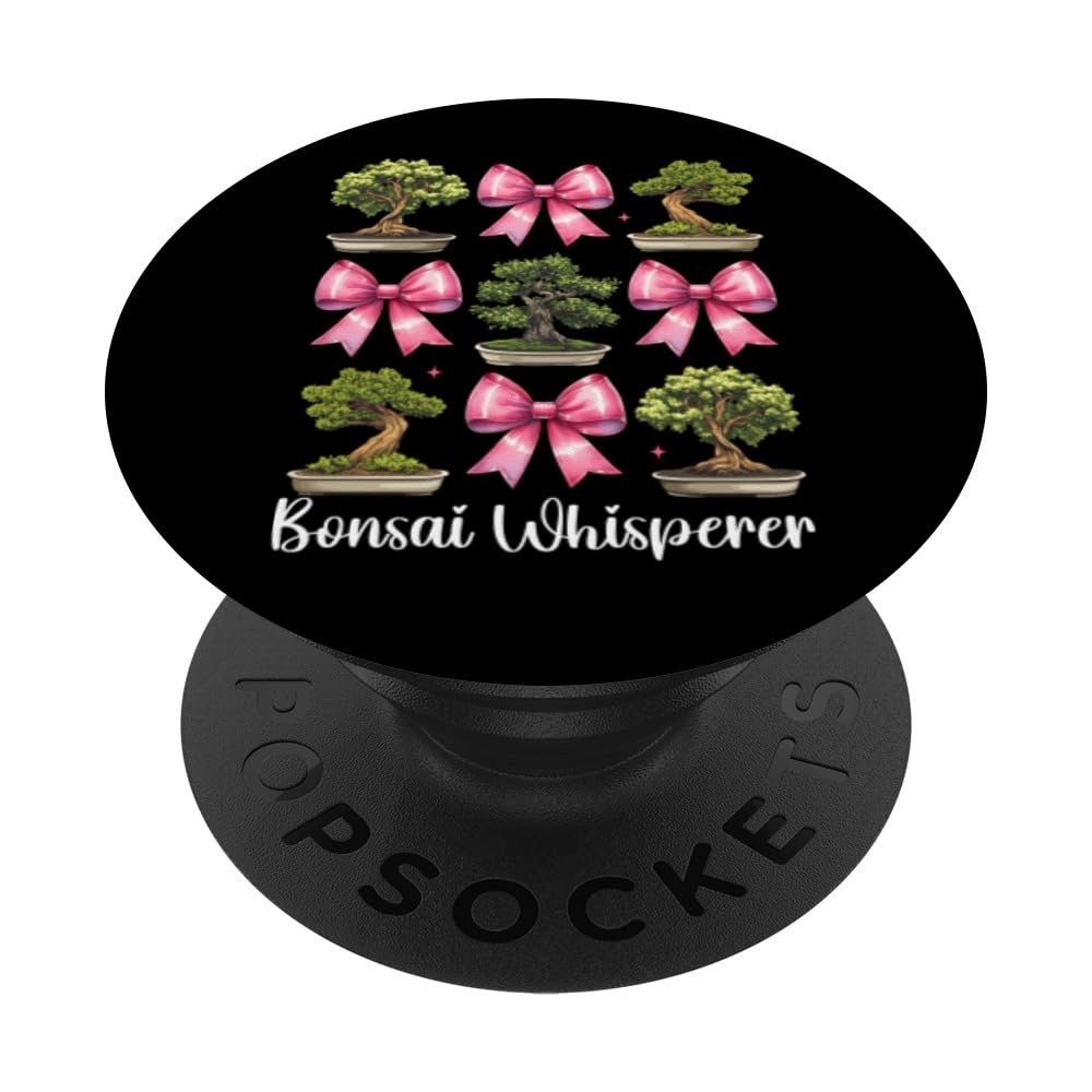 Bonsai Whisperer Japanese Zen Girl Mom Coquette Bow PopSockets Adhesive PopGrip