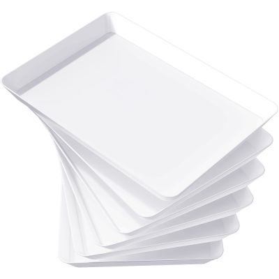 Lifewit 8-Piece Large Plastic Serving Trays, 34.3 x 24 cm, White
