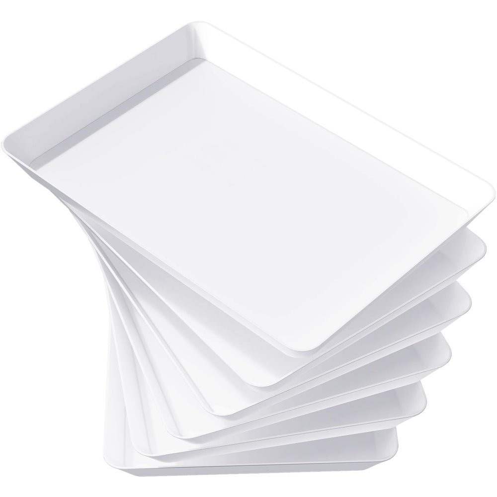 Lifewit 8-Piece Large Plastic Serving Trays, 34.3 x 24 cm, White