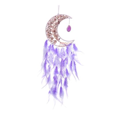 PATIKIL 28-Inch Crystal Tree of Life Moon Dream Catcher, Purple White