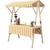 Portable Wooden Market Stall, Folding Farmers Market Stand with Canopy, Snack Cart for Hot Dogs, Ice Cream and Snacks (Yellow, 150 x 60 x 200 cm) view 1
