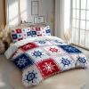 Bedding Set 135 x 200 cm, Minimalist Geometric Anchor Pattern, White view 1