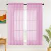 Simplebrand Pink Voile Curtains with Rod Pockets, Set of 2, H175 x W150 cm view 1