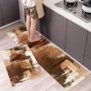 MLSOWM Old City Walls 2-Piece Kitchen Mat Set, Non-Slip Washable Runners, Grunge Rock Style, Brown, 44 x 75 cm + 44 x 150 cm view 1
