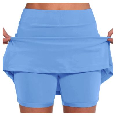 Women's Light Blue Tennis Skirt with Shorts, 5XL