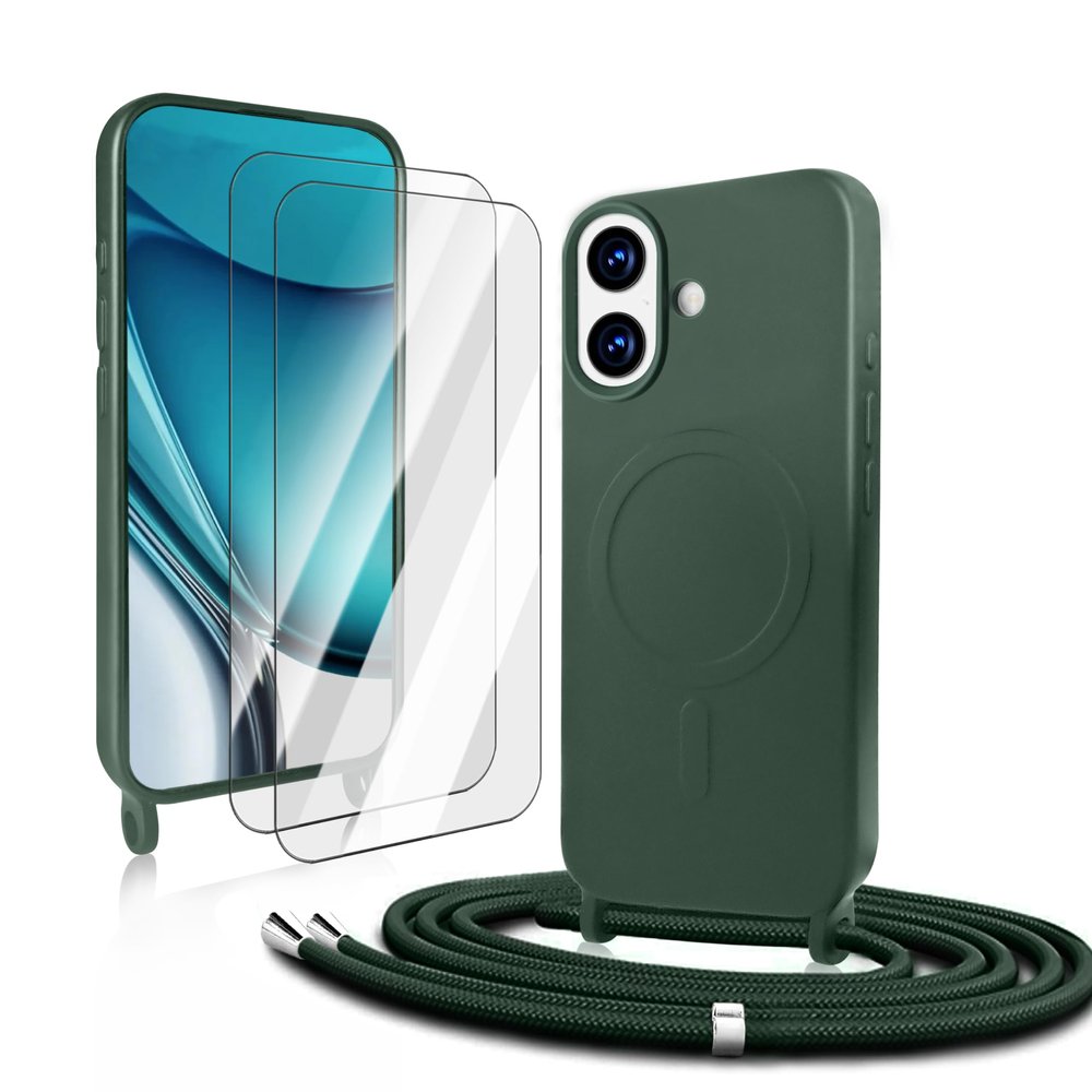 Magnetic Phone Case with Strap for iPhone 17 6.3", Green