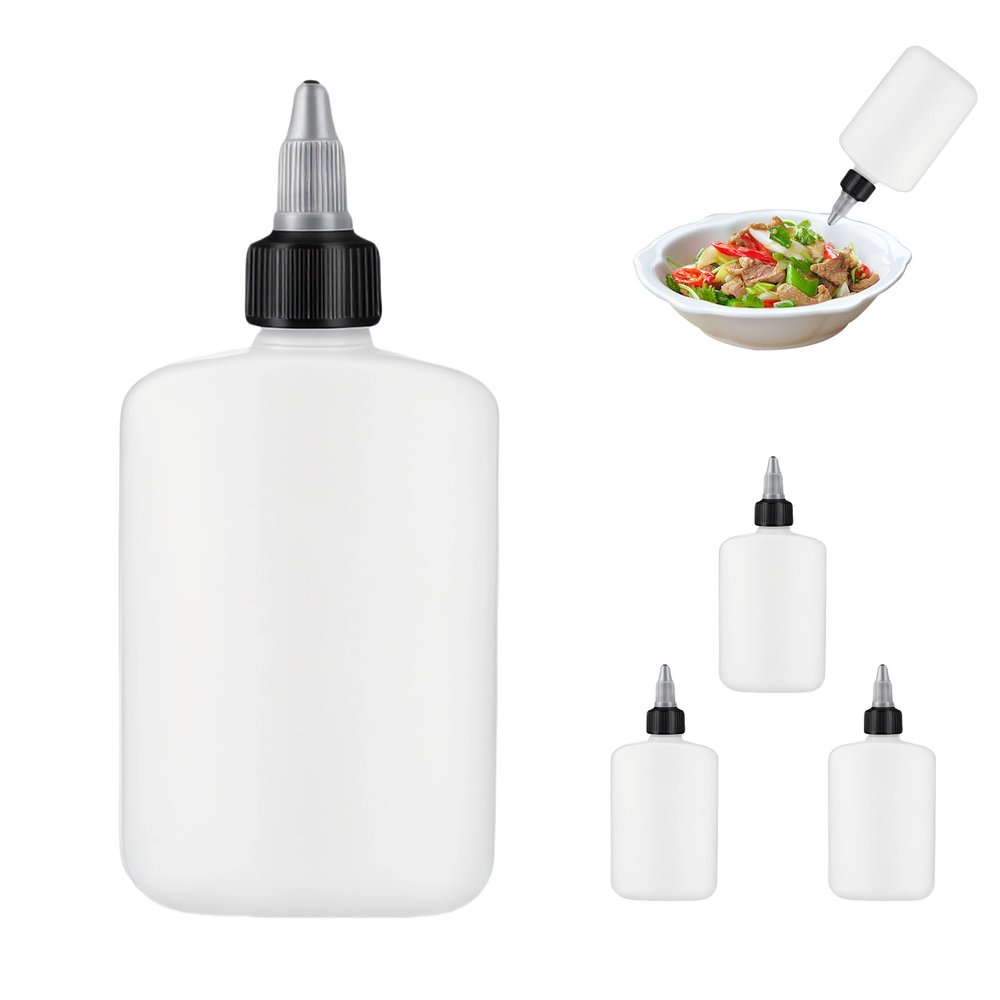 JDIEOQA Set of 4 120 ml Food-Grade HDPE Seasoning Bottles