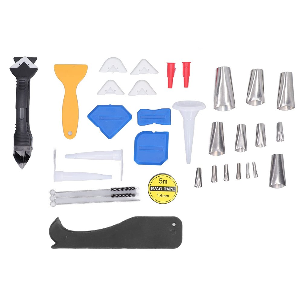 Ndnczdhc 33-Piece Caulking Finishing Tool Kit, Stainless Steel, Plastic and Silicone