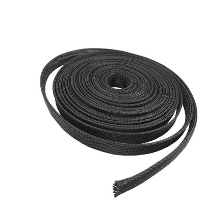 PET Braided Sleeve, Flame-Retardant Nylon Cable Protector, Black Snake-Skin Mesh (100 m × 3 mm)