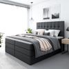 MERA Plus Box Spring Bed with Storage, VISCO Topper, Black Synthetic Leather, 160 x 200 cm view 1