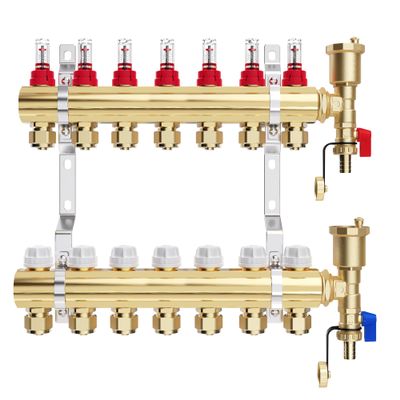 VANCOCO Brass Underfloor Heating Manifold, 7 Circuits