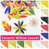 100 g/3.5 oz Leaf-Shaped Ceramic Mosaic Tiles, 3 Sizes, Mixed, 4 mm/0.15 in Thick, Lanceolate Tiles (Light Green) view 2