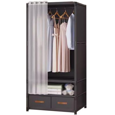 Space-Saving Small Wardrobe with Iron Frame and Drawers, Freestanding Storage for Any Room