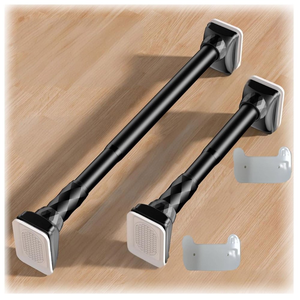 Telescopic Curtain Rod, No Drilling, 33 mm Suction Cup, Black, 160–250 cm