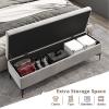 Velvet Bench with Footrest, No Assembly Required, Upholstered Space-Saving Bedroom Bench view 3