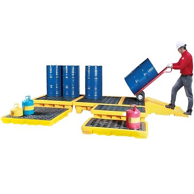 1 x Spill Pallet with Drain, Industrial Modular Tray for Garage and Basement, 43 L Capacity, 66 x 66 x 15 cm, Durable Spill Containment Solution