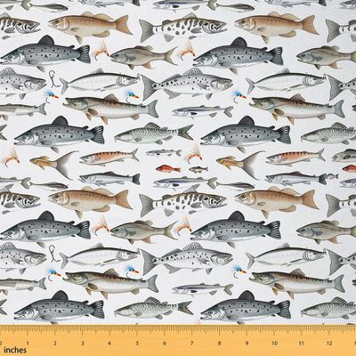 Vintage Fish Waterproof Upholstery Fabric, 92 x 150 cm