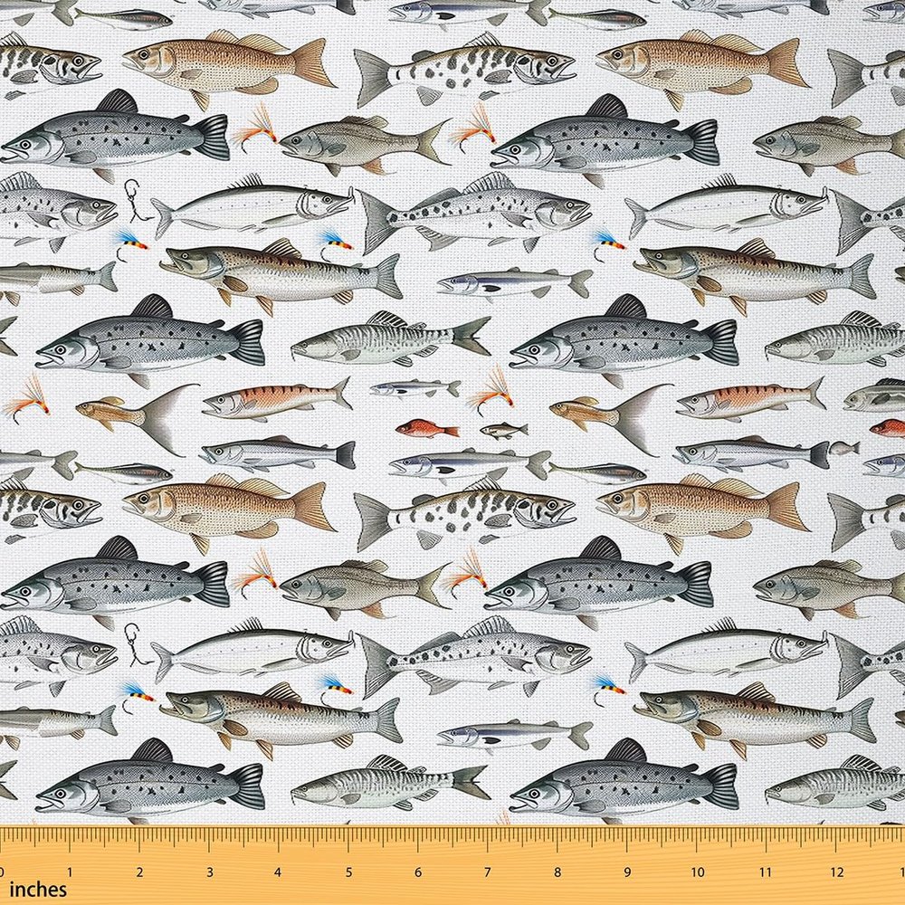 Vintage Fish Waterproof Upholstery Fabric, 92 x 150 cm