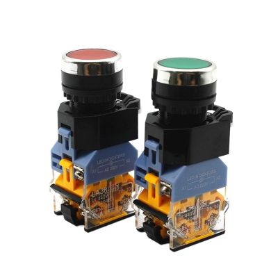 ULBTLUOYV LA38-11DT/LA38-11DNZS Push Button Switch with Split Contact and Light, Latching, 22 mm, 220 V/24 V, Yellow LED Indicator, 110 V