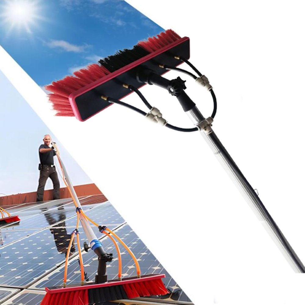 Telescopic Water-Fed Cleaning Brush for Solar Panels