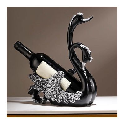 Swan Figurine Wine Bottle Holder, Resin Sculpture