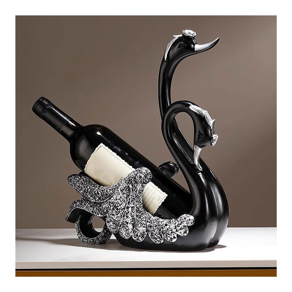 Swan Figurine Wine Bottle Holder, Resin Sculpture