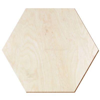Natural Birch Wood Hexagon, Double-Sided Clear-Coated, 3 mm, 12 cm, 1-Piece Pack