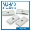 10-Piece M3–M8 Galvanized Carbon Steel Square Nuts, Thin Rectangular Sliding Blocks for Aluminum Profiles (M8, 20×12×4 mm) view 2