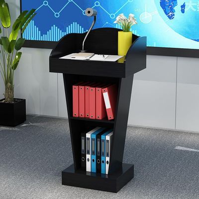 Wooden Standing Podium with Storage Shelf, Versatile Lectern for Churches, Classrooms, Offices and Conferences