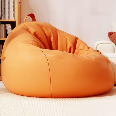 Bean Bag Chair for Teens and Adults, Filled Sofa Lounger with Pillow and Handle, Gray