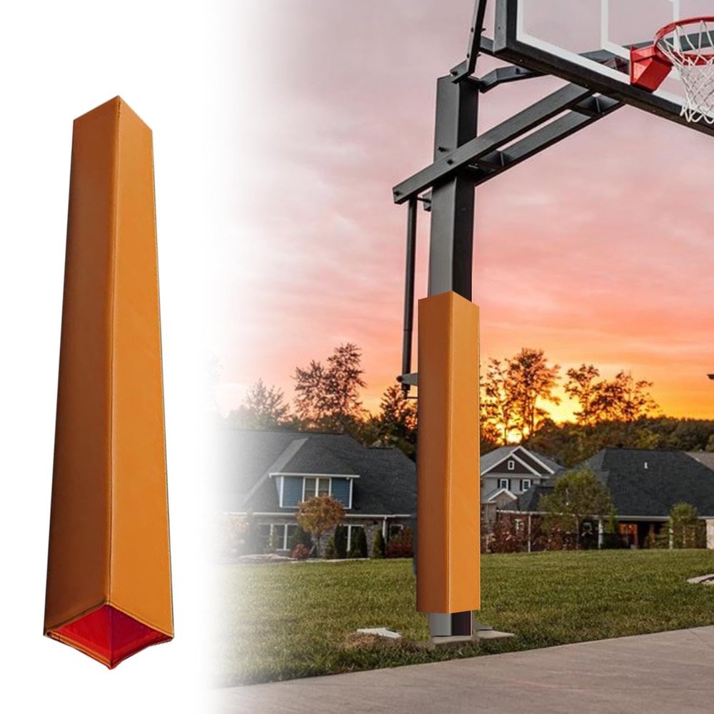 Basketball Pole Pad, Outdoor Square Post Protector, 122 cm, Orange, 4.5 x 4.5 in (11 x 11 cm)