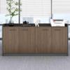 DUANHOZ Low Wooden Filing Cabinet with Double Doors and Handle, Brown view 2