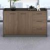 DUANHOZ Low Wooden Filing Cabinet with Double Doors and Handle, Brown view 4