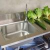 TINGMIAN Commercial Freestanding Outdoor Sink, 304 Stainless Steel, with Faucet and Workbench, for Bars, Restaurants, and Cafeterias (Right-Side Single Bowl, 100 x 50 x 80 cm) view 3