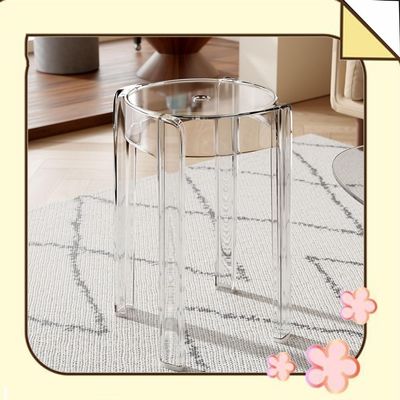 PXAMORTEL Transparent Dining Chair, Stackable Backless Acrylic Bar Stool, Multicolor (Transparent)