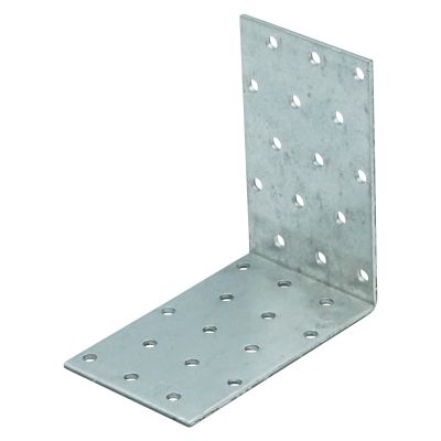 SC-Normteile Perforated Angle Brackets, 100 x 100 x 60 mm, 2.5 mm Thick, 8-Pack, Galvanized Steel