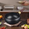 Uncoated Big Belly Hand-Forged Iron Frying Pan, 28 cm, Black view 3
