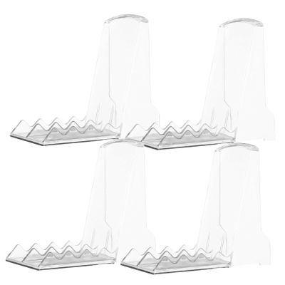 STOBAZA 4-Piece Transparent Magnetic Plastic Display Stand Set, Tip-Resistant Shelf Supports for Supermarkets, Snacks, and Store Displays