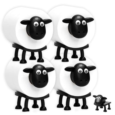 Toilet Paper Holder with Sheep, 4-Piece Set
