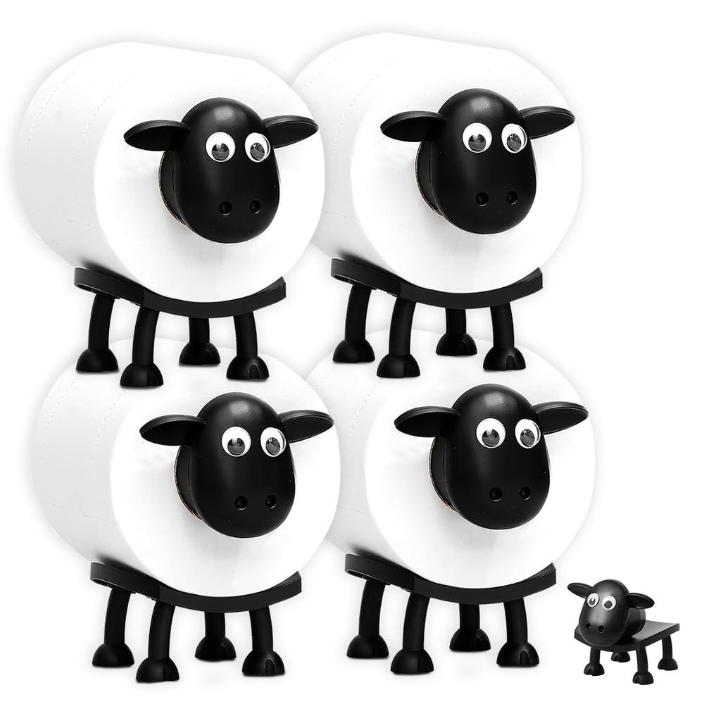 Toilet Paper Holder with Sheep, 4-Piece Set