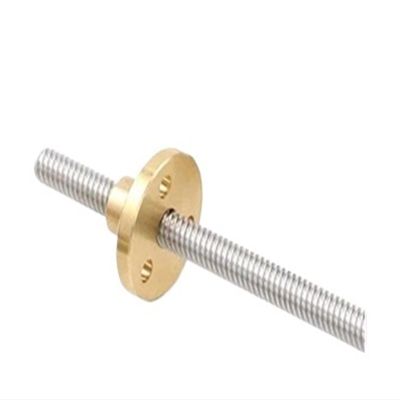 1-Piece T8 Trapezoidal Lead Screw, 100/150 mm, 8 mm Thread, 1/2/4/8/10/12/14 mm Lead, with Brass Nut (T8-10 mm, 150 mm)