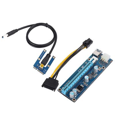 Hapivida PCI-E to PCIe 16x Extender Adapter with SATA Power Connector, 4 Solid-State Capacitors, 6-Pin DC-DC Interface, and Flexible USB Cable for Multi-GPU Setups