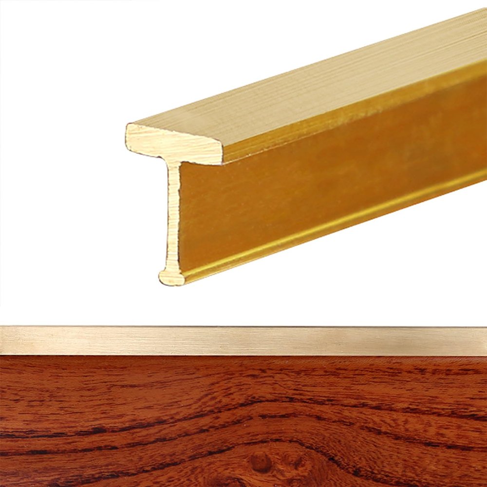 YHNNH 1-Piece Gold Brass Floor Transition Strip, 100 cm, for a Smooth Connection Between Wood and Tile Joint (8 × 5 mm)