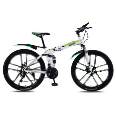 City Bike, Professional Step-Through Bicycle, Carbon Steel Frame, Dual Disc Brakes, Shock Absorption, Multicolor, 21/24/27/30-Speed (White Green, 24-Speed)