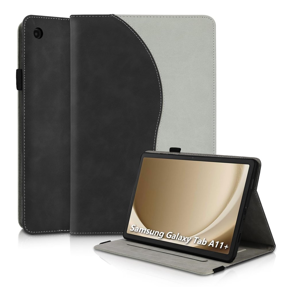 Succtopy Case for Samsung Galaxy Tab A11+/A11 Plus 11-inch 2025, SM-X230/SM-X235/SM-X236B, Ultra-Thin PU Leather with Stand and S Pen Holder, Black