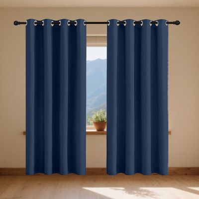 LISANSAN Blackout Thermal Curtain, 170 x 150 cm, Dark Blue