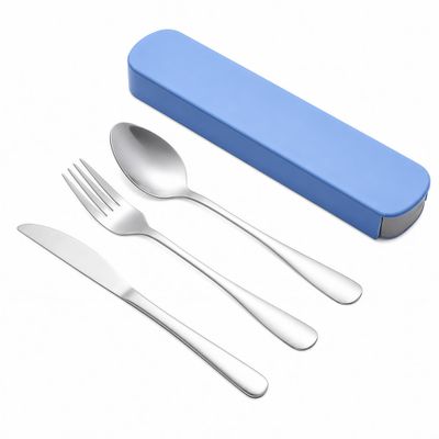 Stainless Steel Travel Cutlery with Case, 3-Piece Camping Set