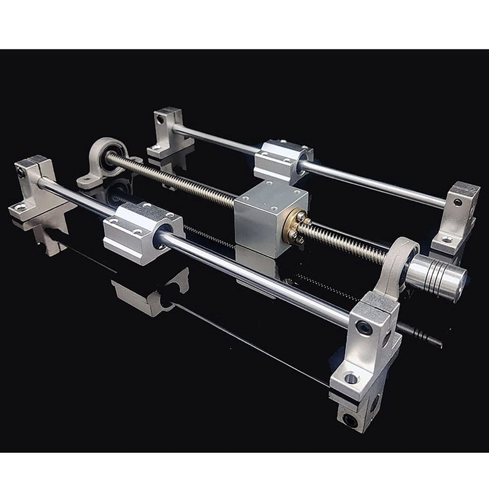ByNGSDCC T8 Lead Screw and Optical Shaft Set, 2 mm Pitch, 8 mm Lead, 200–800 mm + 8 mm Optical Shaft + KP08 Bearing Holder + SK8 Bracket (750 mm)